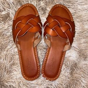 American Eagle Outfitters Brown Braided Slip-on Sandals Size 6